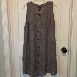 Eileen Fisher linen button front brown dress size X-Large